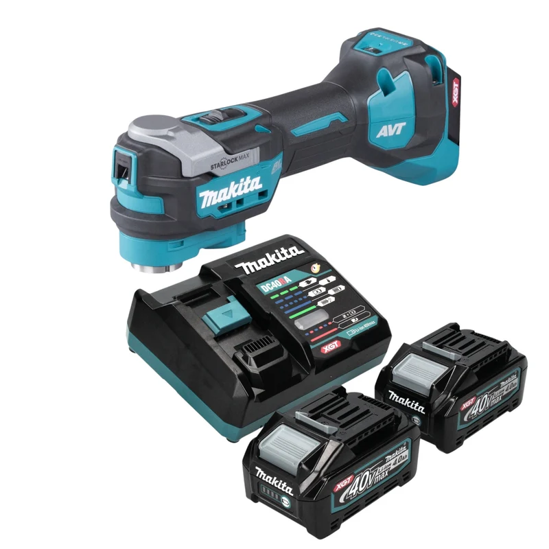 Makita TM 001 GM201 Akku Multifunktionswerkzeug 40 V max. Starlock Max Brushless + 2x Akku 4,0 Ah + Ladegerät