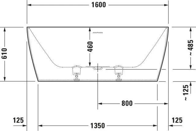 Duravit DuraSquare Freistehbadewanne 1600x750 mm weiß matt Mineralguss mit 2 Rückenschrägen