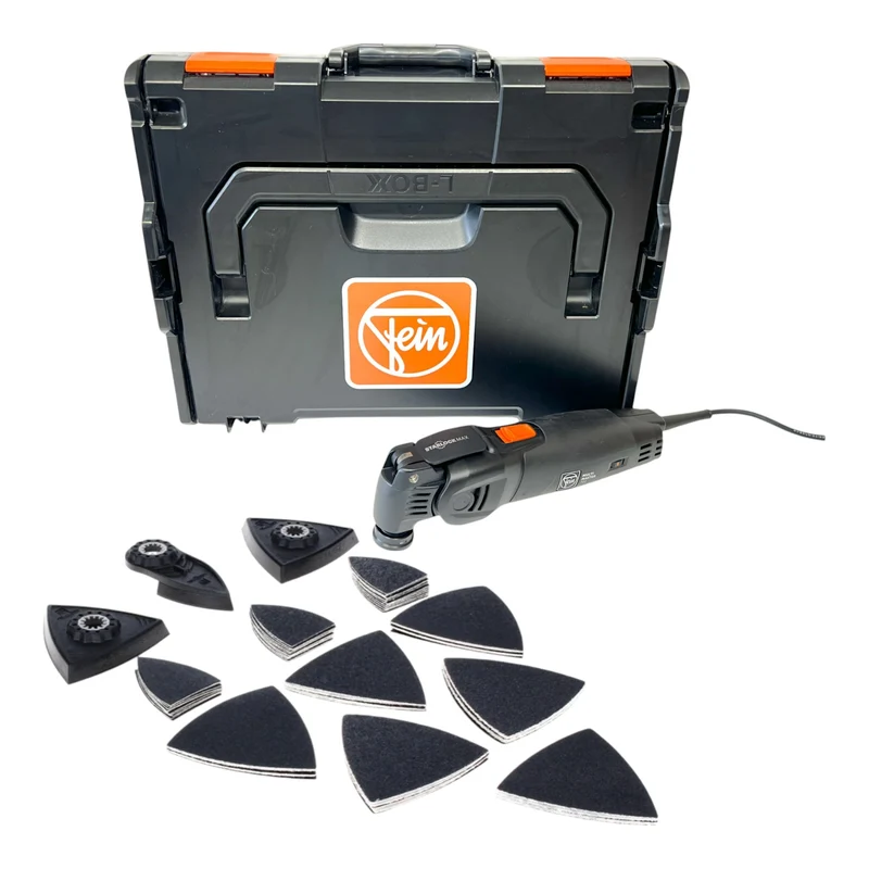 Fein Multimaster MM 700 Max Multifunktionswerkzeug 450 W Starlock Max Black Edition + Schleif Zubehör Set 63 tlg. + L-Boxx