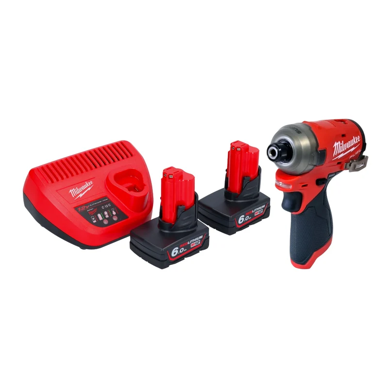 Milwaukee M12 FQID-602 Akku Schlagschrauber 12 V 50 Nm 1/4" Brushless + 2x Akku 6,0 Ah + Ladegerät