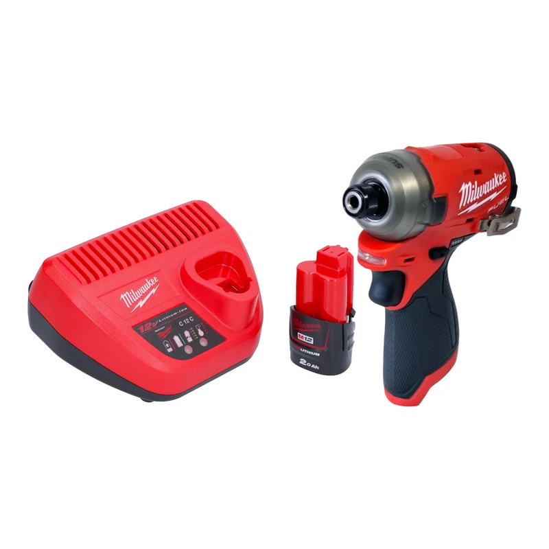 Milwaukee M12 FQID-201 Akku Schlagschrauber 12 V 50 Nm 1/4" Brushless + 1x Akku 2,0 Ah + Ladegerät