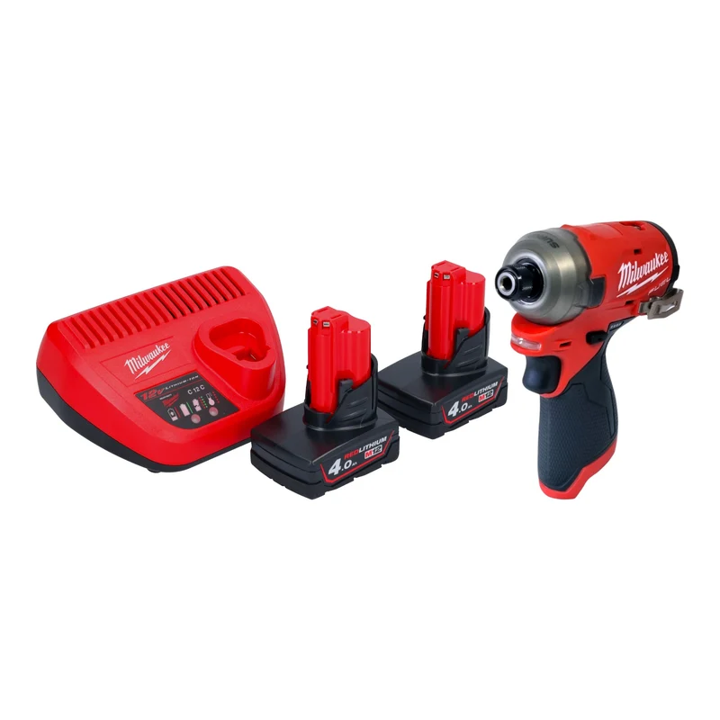 Milwaukee M12 FQID-402 Akku Schlagschrauber 12 V 50 Nm 1/4" Brushless + 2x Akku 4,0 Ah + Ladegerät