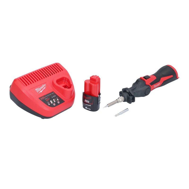 Milwaukee M12 SI-201 Akku Lötkolben 12 V 400 °C arretierbarer Kopf + 1x Akku 2,0 Ah + Ladegerät