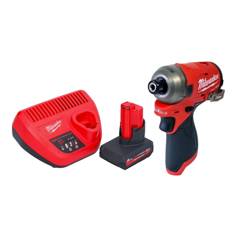 Milwaukee M12 FQID-501 Akku Schlagschrauber 12 V 50 Nm 1/4" Brushless + 1x Akku 5,0 Ah + Ladegerät