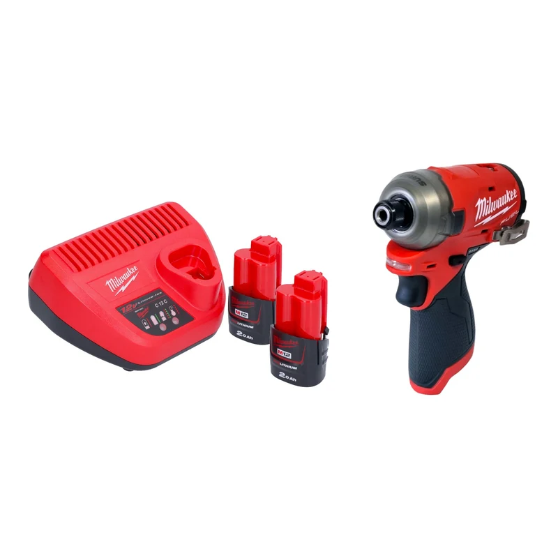 Milwaukee M12 FQID-202 Akku Schlagschrauber 12 V 50 Nm 1/4" Brushless + 2x Akku 2,0 Ah + Ladegerät