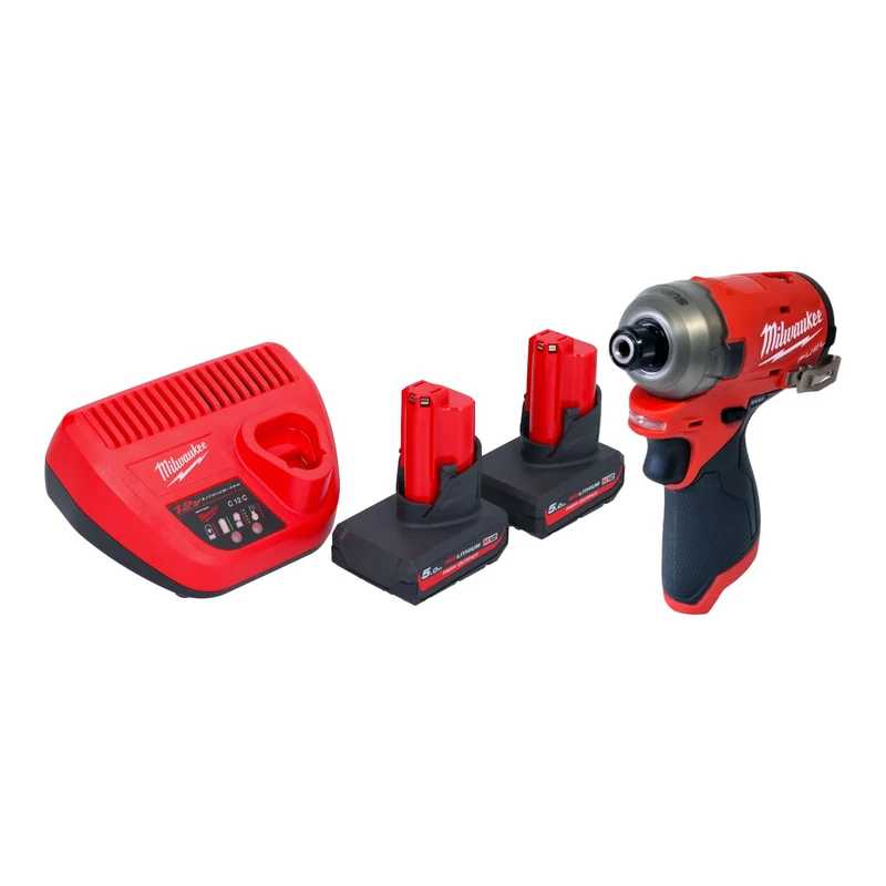 Milwaukee M12 FQID-502 Akku Schlagschrauber 12 V 50 Nm 1/4" Brushless + 2x Akku 5,0 Ah + Ladegerät