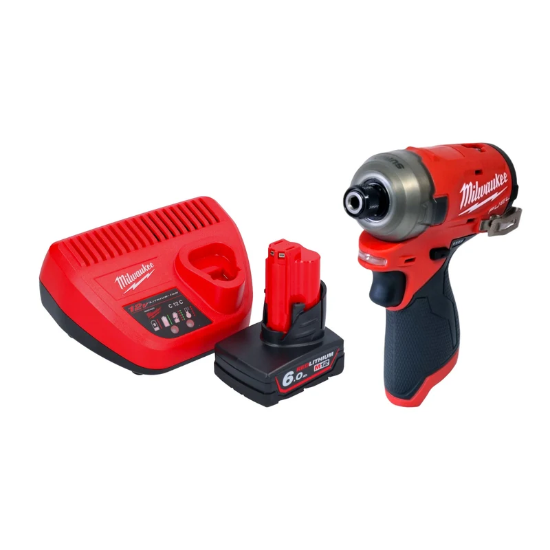 Milwaukee M12 FQID-601 Akku Schlagschrauber 12 V 50 Nm 1/4" Brushless + 1x Akku 6,0 Ah + Ladegerät