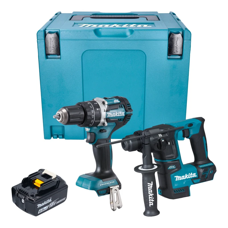 Makita DLX 2278 G1J Akku Kombo Kit + DHP 484 Schlagbohrschrauber 54 Nm + DHR 171 Bohrhammer 1,2 J + 1x Akku 6,0 Ah + Makpac - ohne Ladegerät