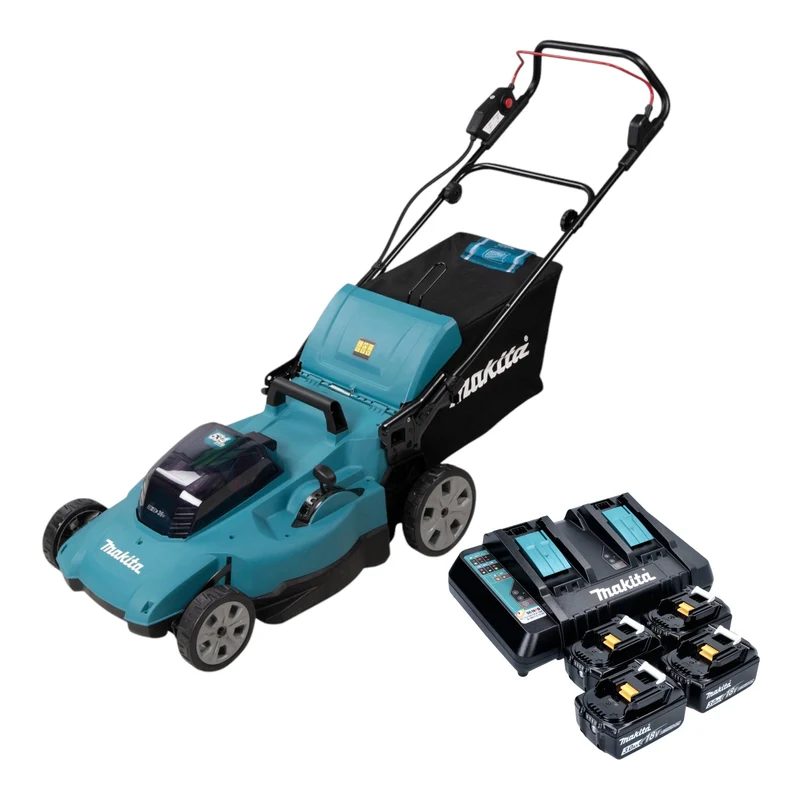 Makita DLM 538 PF4 Akku Rasenmäher 36 V ( 2x 18 V ) 530 mm + 4x Akku 3,0 Ah + Ladegerät