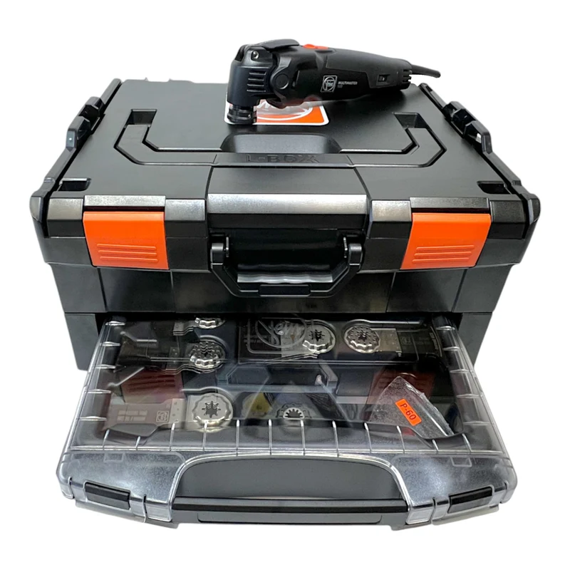 Fein Multimaster MM 500 Plus Multifunktionswerkzeug 350 W Starlock Plus Black Edition ( 72297561000 ) + 33 tlg. Zubehör + L-Boxx