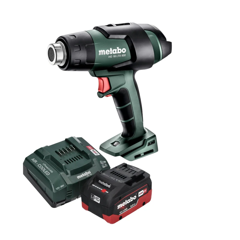 Metabo HG 18 LTX 500 Akku Heißluftgebläse 18 V 300 / 500 °C + 1x LiHD Akku 8,0 Ah + Ladegerät