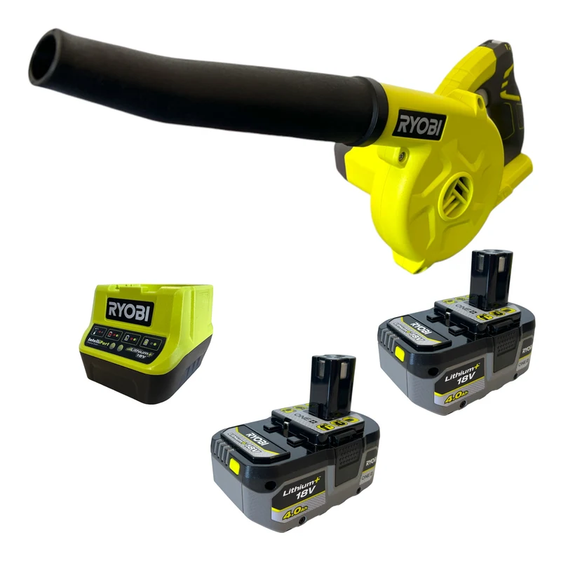 RYOBI R18TB Akku Gebläse 18 V 200 km/h + 2x Akku 4,0 Ah + Ladegerät