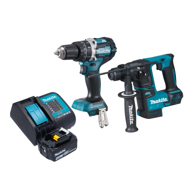 Makita DLX 2278 SM1 Akku Kombo Kit + DHP 484 Schlagbohrschrauber 54 Nm + DHR 171 Bohrhammer 1,2 J + 1x Akku 4,0 Ah + Ladegerät