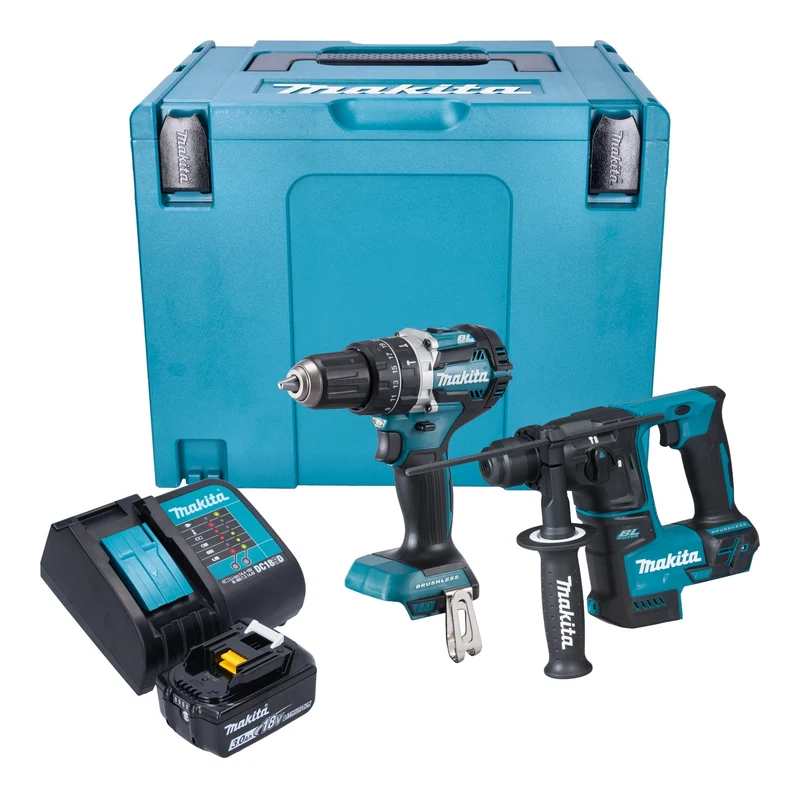 Makita DLX 2278 SF1J Akku Kombo Kit + DHP 484 Schlagbohrschrauber 54 Nm + DHR 171 Bohrhammer 1,2 J + 1x Akku 3,0 Ah + Ladegerät + Makpac