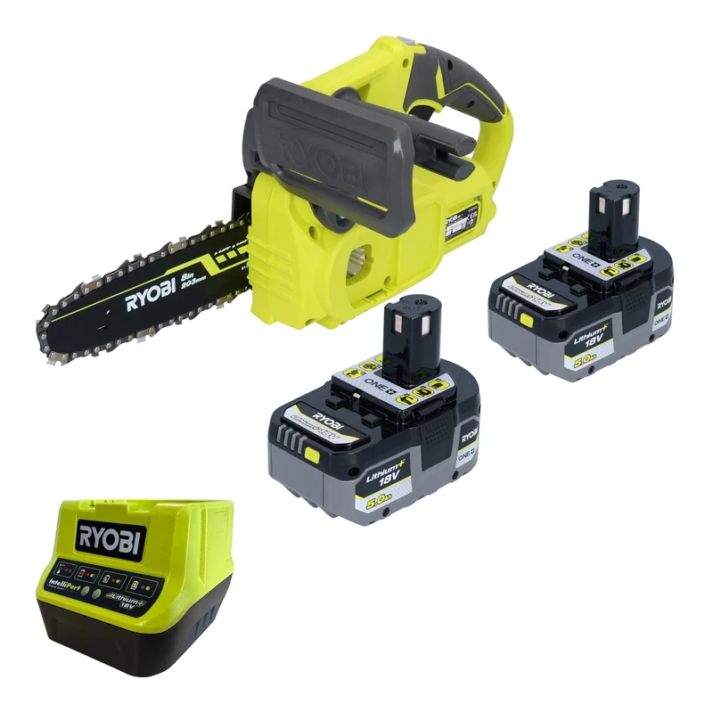 RYOBI RY18CS20A 18 V ONE+ Akku Kettensäge 20 cm Compact + 2x Akku 5,0 Ah + Ladegerät
