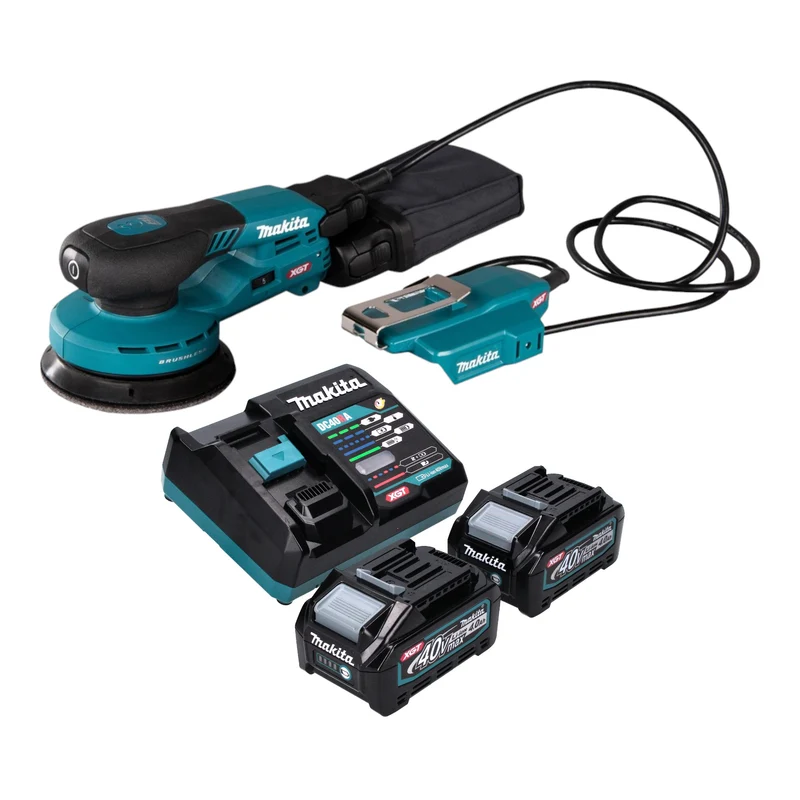 Makita BO 003 CGM201 Akku Exzenterschleifer 40 V max. 125 mm 3,0 mm Hub Brushless + 2x Akku 4,0 Ah + Ladegerät