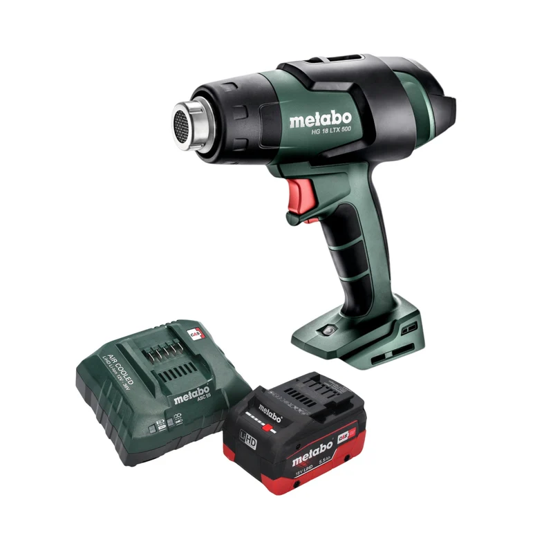 Metabo HG 18 LTX 500 Akku Heißluftgebläse 18 V 300 / 500 °C + 1x LiHD Akku 5,5 Ah + Ladegerät