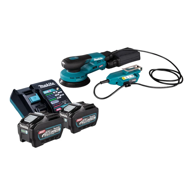 Makita BO 001 CGT201 Akku Exzenterschleifer 40 V max. 125 mm 5,0 mm Hub Brushless + 2x Akku 5,0 Ah + Ladegerät