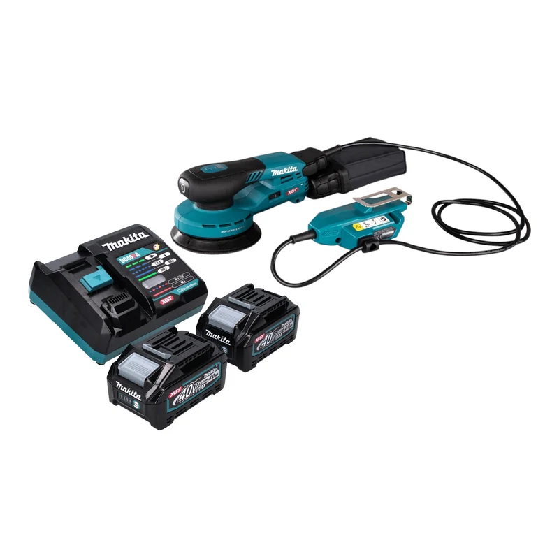 Makita BO 001 CGM201 Akku Exzenterschleifer 40 V max. 125 mm 5,0 mm Hub Brushless + 2x Akku 4,0 Ah + Ladegerät