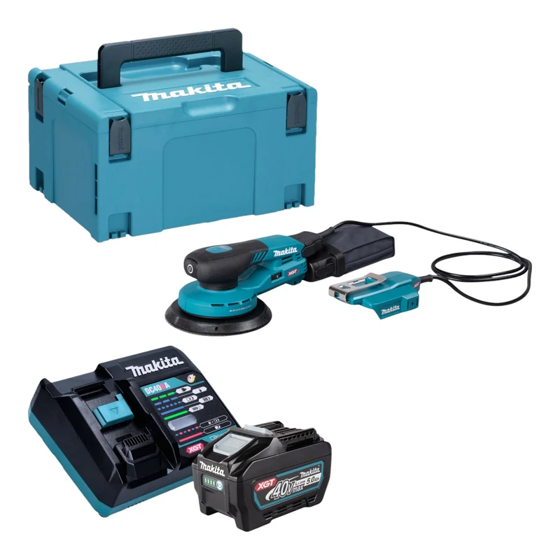 Makita BO 004 CGT101 Akku Exzenterschleifer 40 V max. 150 mm 3,0 mm Hub Brushless + 1x Akku 5,0 Ah + Ladegerät + Makpac