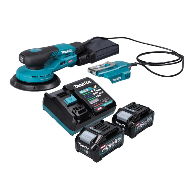 Makita BO 004 CGM201 Akku Exzenterschleifer 40 V max. 150 mm 3,0 mm Hub Brushless + 2x Akku 4,0 Ah + Ladegerät