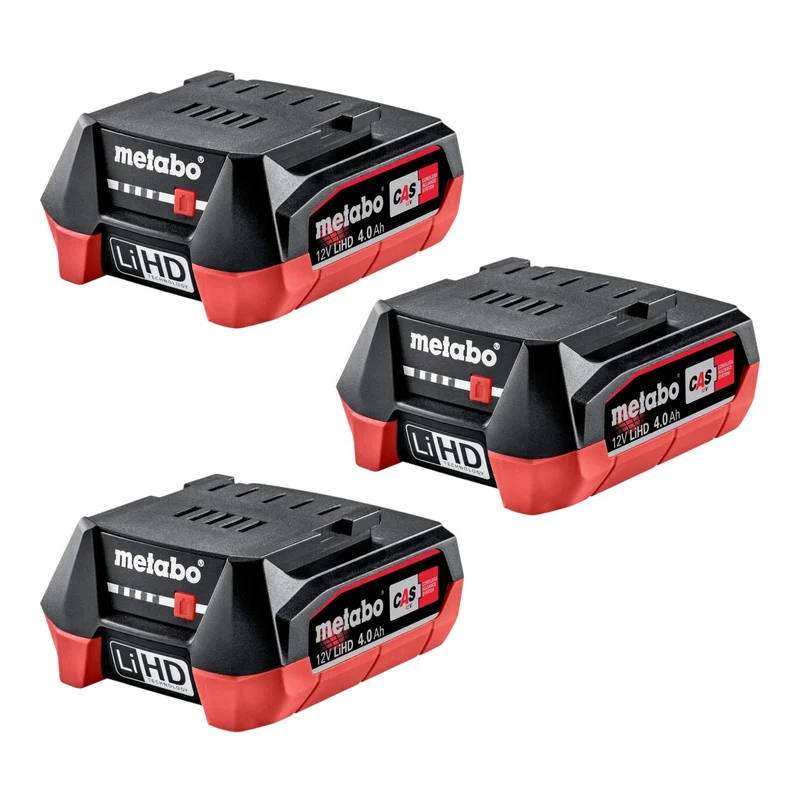 Metabo Akku Set 3x LiHD Akkupack 12 V 4,0 Ah / 4000 mAh Li-Ion mit Ladestandanzeige ( 3x 625349000 )