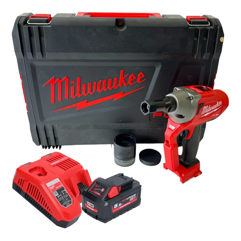 Milwaukee M18 ONEFLT-551X Akku Schließringbolzensetzgerät 18 V 4,8 / 6,4 / 9,53 mm + 1x Akku 5,5 Ah + Ladegerät + HD Box