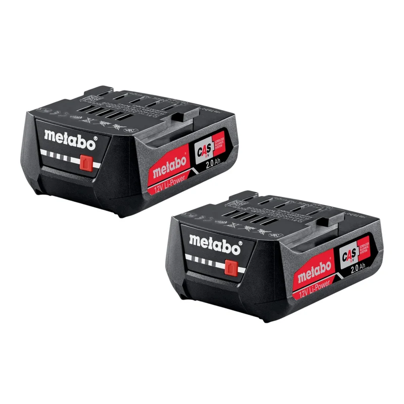 Metabo Akku Set 2x Li-Power Akkupack 12 V 2,0 Ah / 2000 mAh Li-Ion mit Ladestandanzeige ( 2x 625406000 )