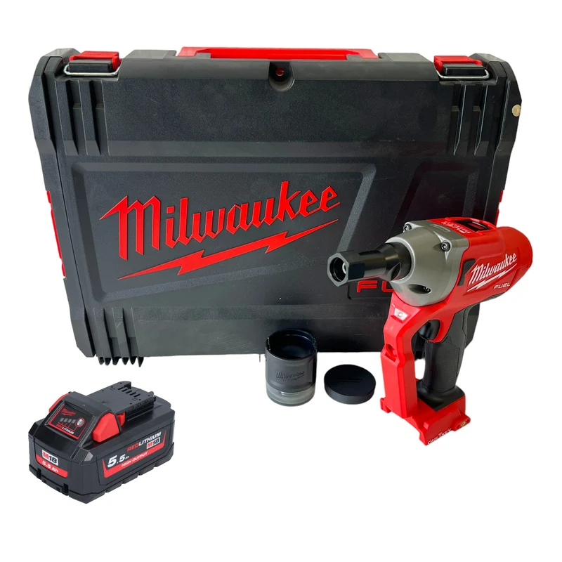 Milwaukee M18 ONEFLT-551X Akku Schließringbolzensetzgerät 18 V 4,8 / 6,4 / 9,53 mm + 1x Akku 5,5 Ah + HD Box - ohne Ladegerät