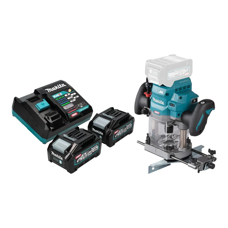 Makita RP 001 GM201 Akku Oberfräse 40 V max. 12 mm Brushless + 2x Akku 4,0 Ah + Ladegerät