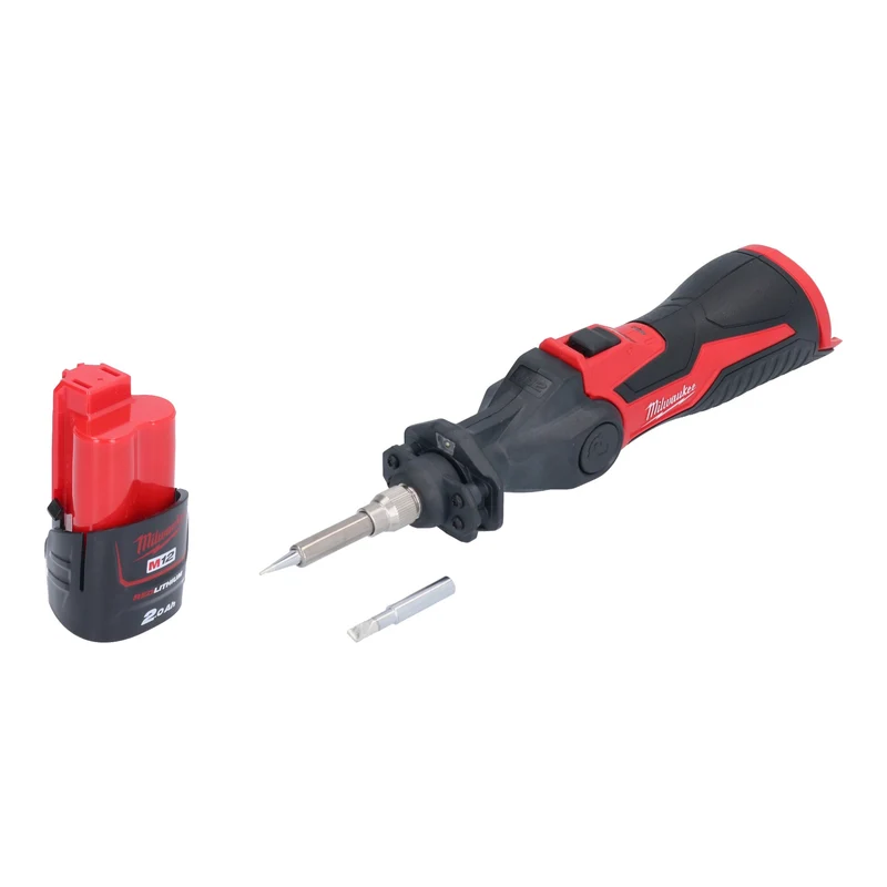 Milwaukee M12 SI-201 Akku Lötkolben 12 V 400 °C arretierbarer Kopf + 1x Akku 2,0 Ah - ohne Ladegerät