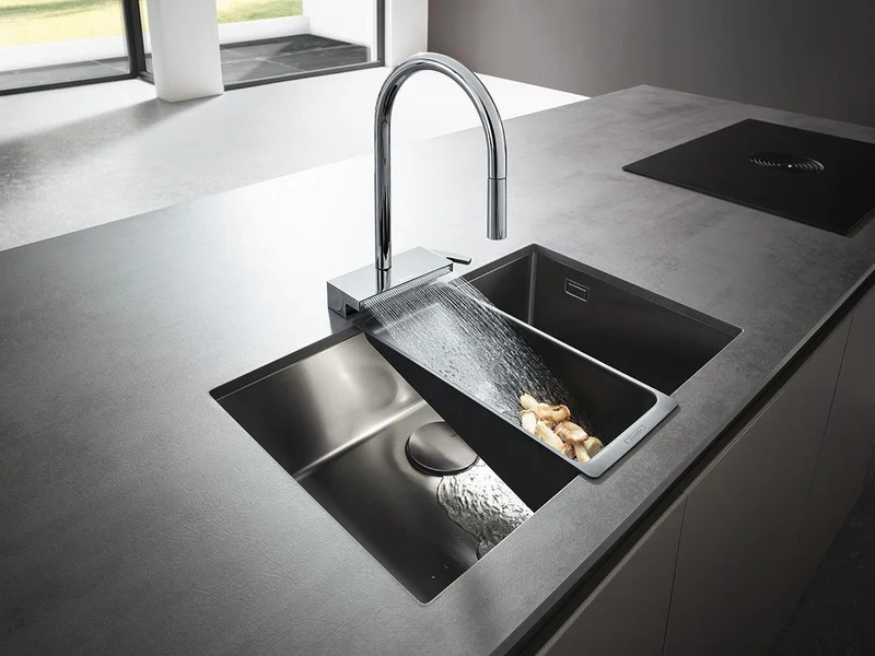 Hansgrohe Multifunktionssieb F14 für Küchenspülen – Mattschwarz, Kunststoff