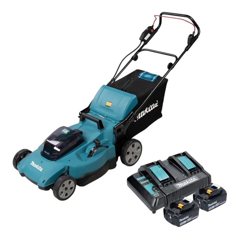 Makita DLM 538 CF2 Akku Rasenmäher 36 V ( 2x 18 V ) 530 mm + 2x Akku 3,0 Ah + Ladegerät