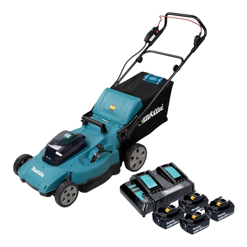 Makita DLM 538 CT4 Akku Rasenmäher 36 V ( 2x 18 V ) 530 mm + 4x Akku 5,0 Ah + Ladegerät