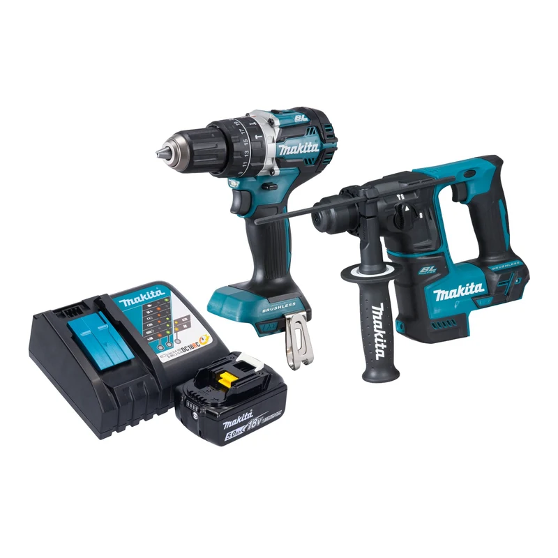 Makita DLX 2278 RT1 Akku Kombo Kit + DHP 484 Schlagbohrschrauber 54 Nm + DHR 171 Bohrhammer 1,2 J + 1x Akku 5,0 Ah + Ladegerät