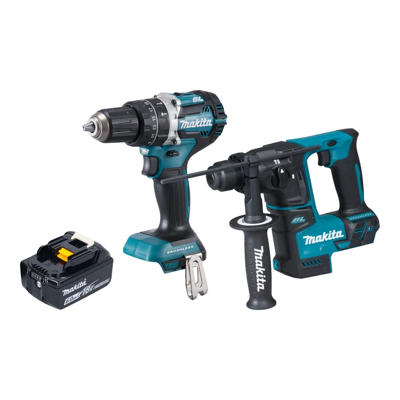 Makita DLX 2278 G1 Akku Kombo Kit + DHP 484 Schlagbohrschrauber 54 Nm + DHR 171 Bohrhammer 1,2 J + 1x Akku 6,0 Ah - ohne Ladegerät