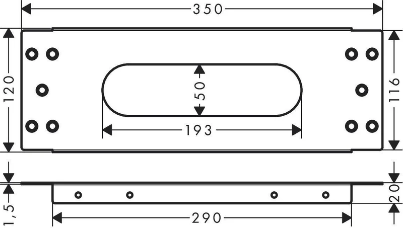 HANSGROHE sBox Montageplatte Fliesenrand 350 x 120 mm – Saubere Wandmontage