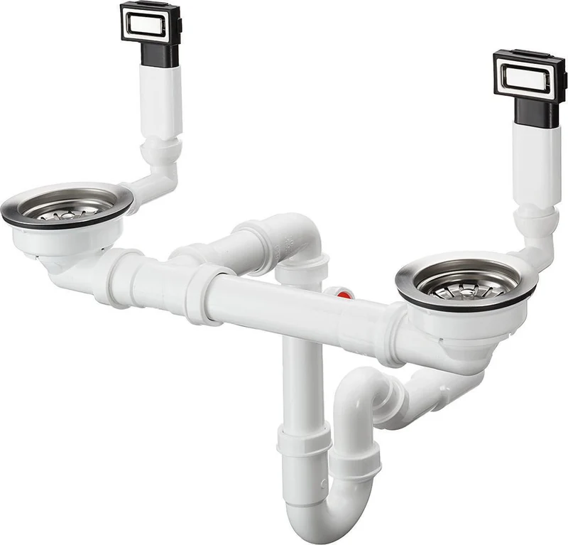 Hansgrohe Manuelle Ab- und Überlaufgarnitur Edelstahl 370 x 370 D15-10 BSO für Doppelbecken