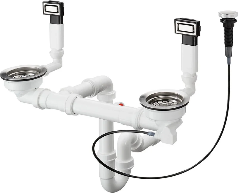 HANSGROHE Ab- und Überlaufgarnitur BSO mit Excenterbedienung 370 x 370 D15-11, Edelstahl