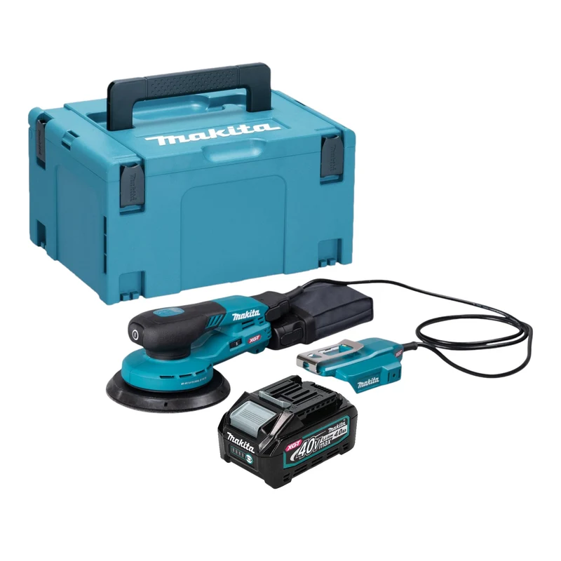 Makita BO 004 CGM101 Akku Exzenterschleifer 40 V max. 150 mm 3,0 mm Hub Brushless + 1x Akku 4,0 Ah + Makpac - ohne Ladegerät