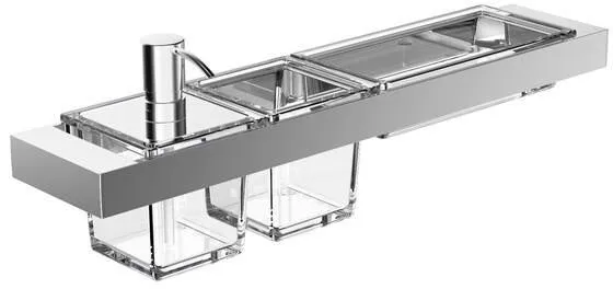 EMCO Reling-Set LIAISON für Waschtisch, 468 mm, mit Seifenspender und Glasschalen, chrom