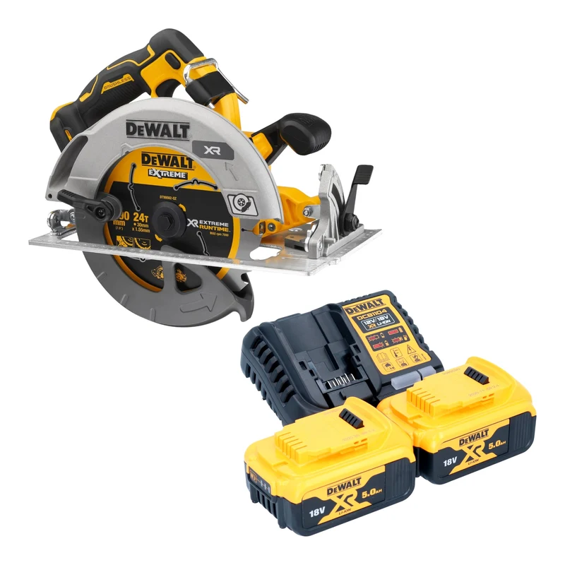 DeWalt DCS 573 P2 Akku Handkreissäge 18 V 190 x 30 mm Brushless + 2x Akku 5,0 Ah + Ladegerät