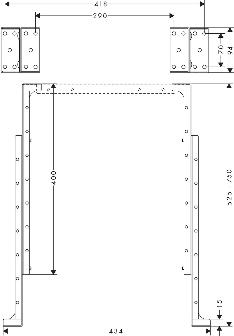 Hansgrohe sBox Montagewinkel für Fliesenrandmontage – 2 Stück, Einbauhöhe 400–750 mm
