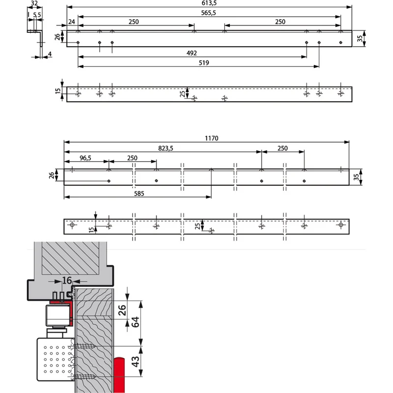 Sturzfutterwinkel-Set für GSR/BG