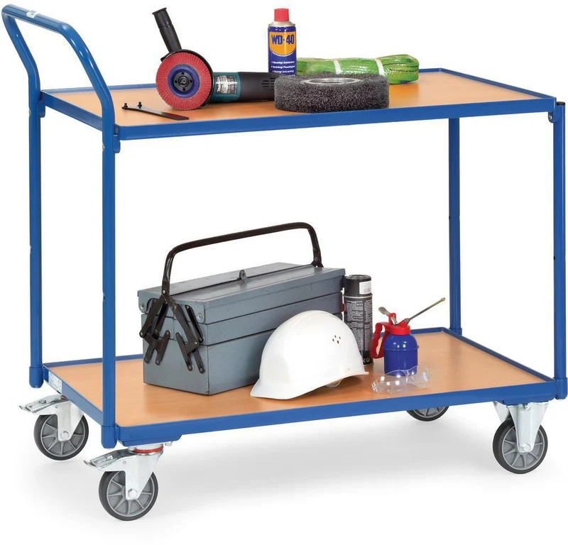 FETRA Tischwagen 2740 mit 2 Ladeflächen, 850x500 mm, 300 kg, blau