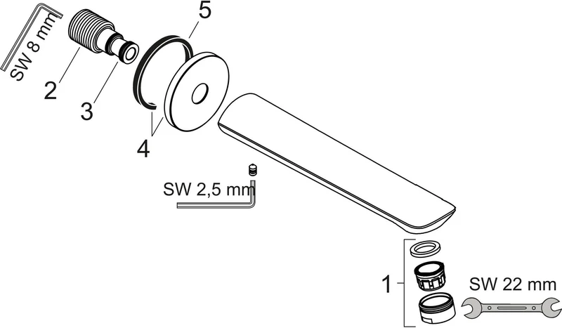 HANSGROHE Wanneneinlauf NOVUS DN 20, Ausladung 192 mm, chrom – Wandmontage