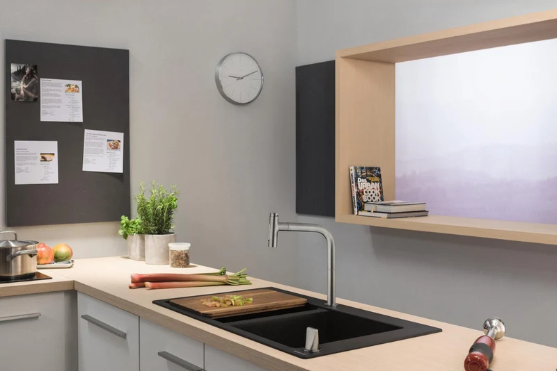 hansgrohe Schneidebrett Nussbaum dunkel F15 – Passend für S51 SilicaTec & S71 Edelstahlspülen
