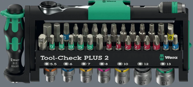 WERA Tool Check Plus 2 Bit- und Steckschlüsselset 39-teilig mit Bit-Ratsche