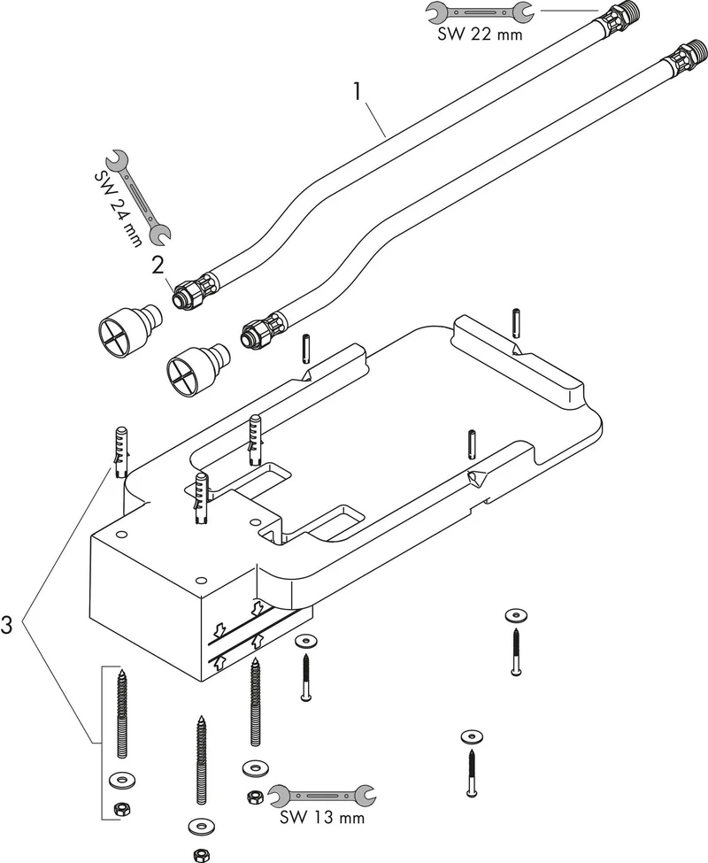AXOR ShowerSolutions Grundset für Kopfbrause Decke UP – thermostatisch, quadratisch, 60–80 mm Einbautiefe
