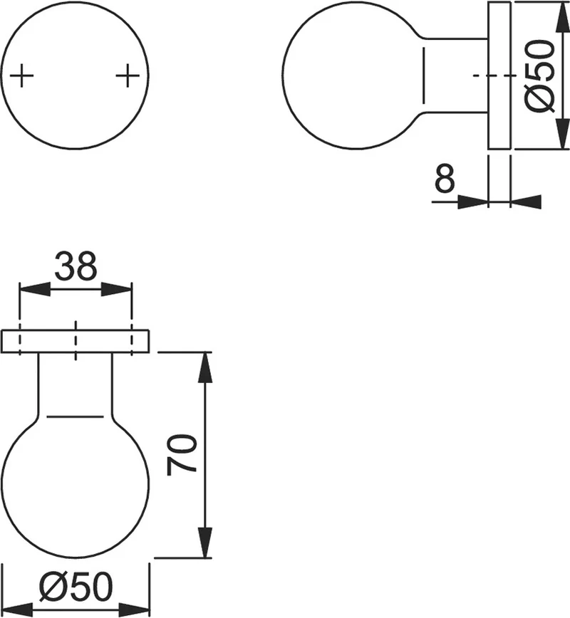 HOPPE Knopfrosette 50/11 Aluminium F1 mit M12 Gewinde für Kugelknopf